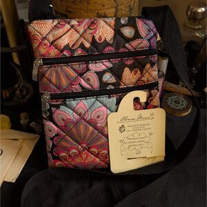 Quilted Paisley Print Crossbody Bag Colorful Black